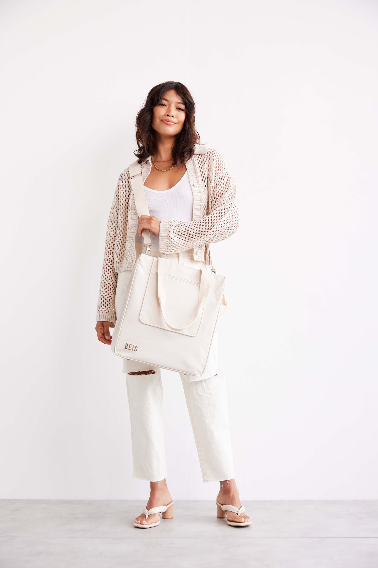 The North To South Tote in Beige