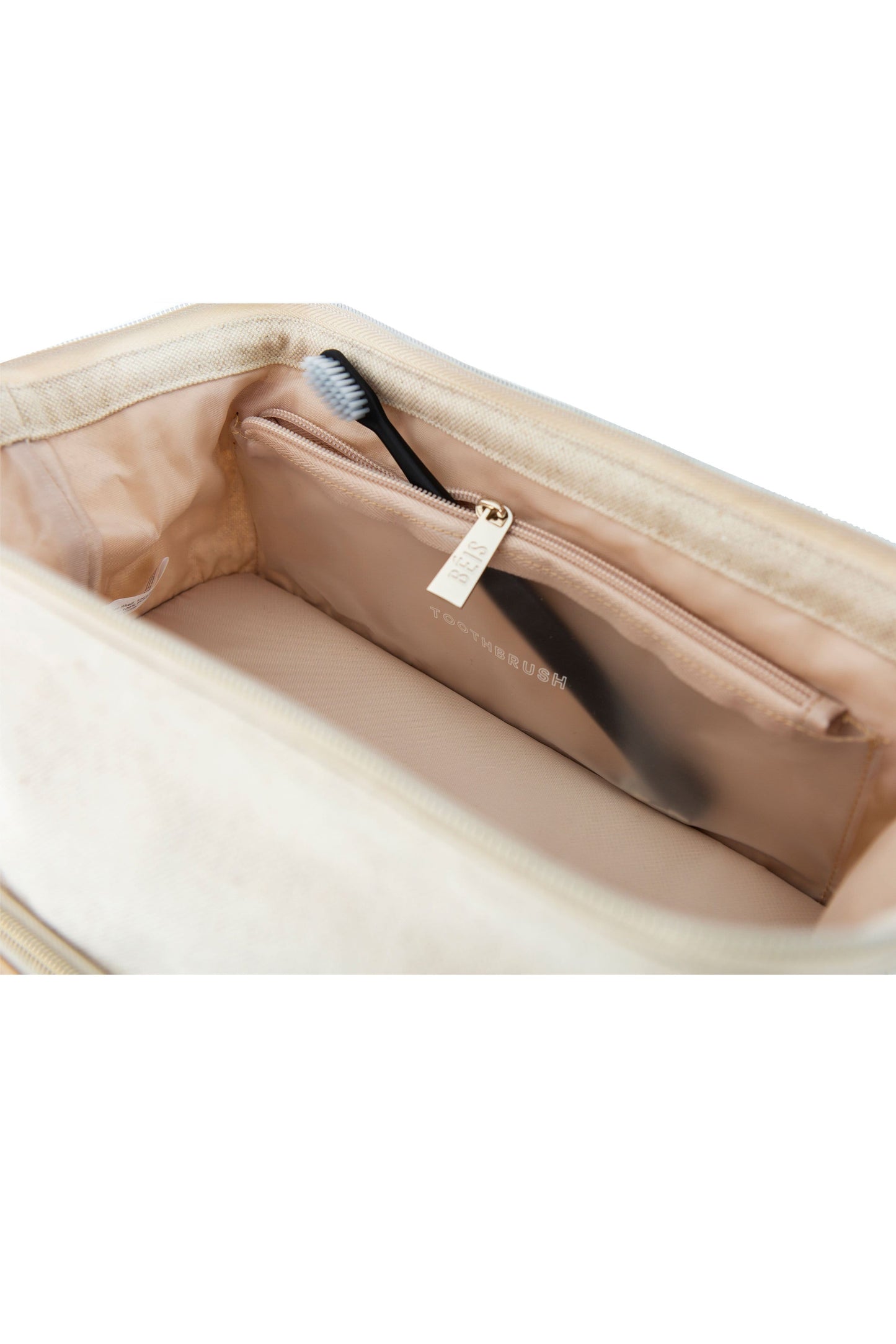 Dopp Kit Beige Inside Zipper Pouch